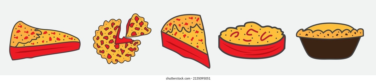 Set of pepperoni pizza slices vector  isolated on white background