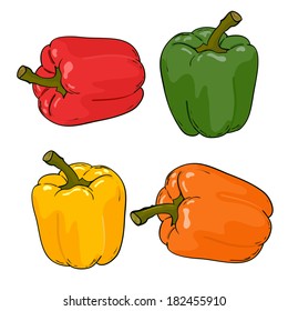 Set peppers colorful vector