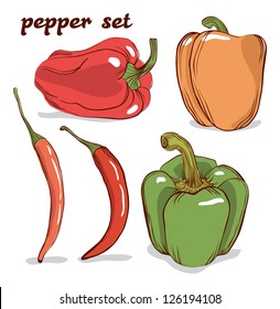 set of peppers isolated