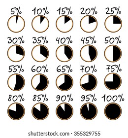 set of the percent circles icons vector for gif animation web icon