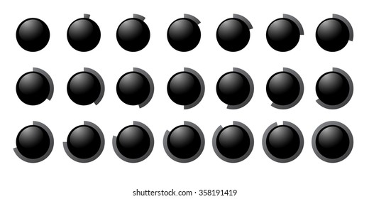 Set of the percent circles icons. Vector percentage icons for your animations 