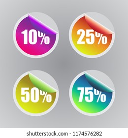 set of percent discount, sale symbol