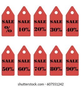 set of percent discount, sale symbol

