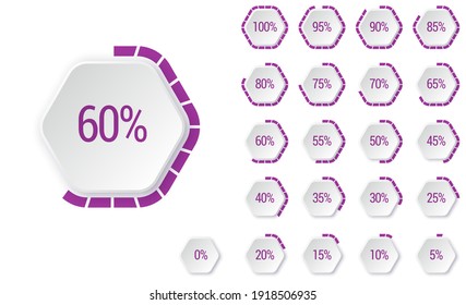 Set of percentage diagrams, indicator bar from 0 to 100, for web design, . Modern infographic elements. Ux percent download, dashboard for app, web, user interface UI or infographic