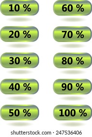 Set of percentage labels - Vector image - Green