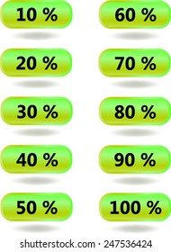 Set of percentage labels - Vector image - Green
