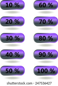 Set of percentage labels - Vector image - Purple