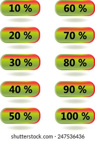 Set of percentage labels - Vector image - Red and green