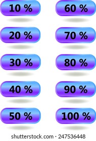Set of percentage labels - Vector image - Blue and purple