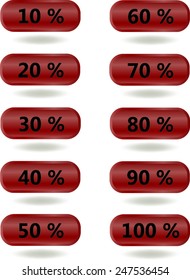 Set of percentage labels - Vector image - Red