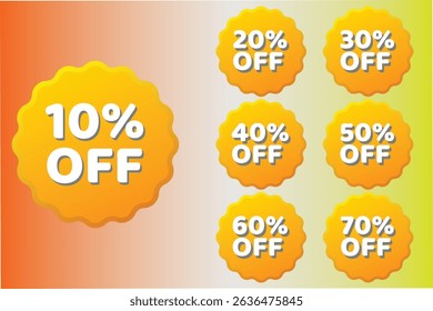 A set of percentage off sale and yearly sale off discount sign icon. Sale symbol and sign icon template design. Special offer label. Red stars stickers. add business social media post banner poster. 