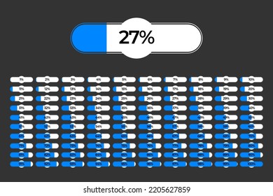 Set Of Percentage Progress Bar Diagrams Meters Ready-to-use For Web Design, User Interface UI Or Infographic - Indicator With Blue Color