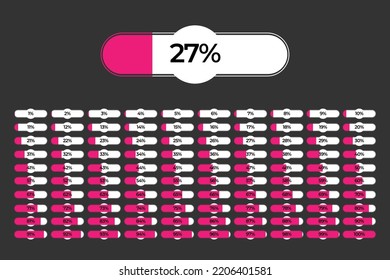 Set Of Percentage Progress Bar Diagrams Meters Ready-to-use For Web Design, User Interface UI Or Infographic - Indicator With Green Color