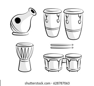 Set Of Percussion Drum Instruments