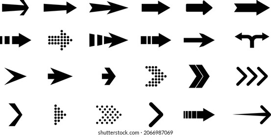 set of perfect black arrows  isolated on white background