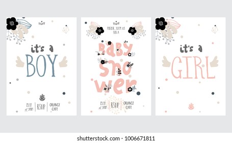 Set of perfect vector card templates. Ideal for baby shower, mothers day, valentines day, birthday cards, invitations, prints, scrapbook