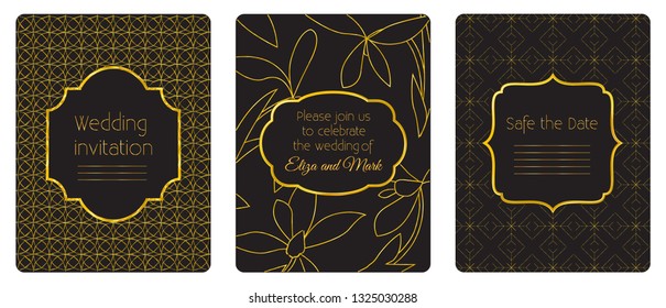 Set of perfect vector card templates. Ideal for Save the Date, anniversary, birthday cards, wedding invitations. 