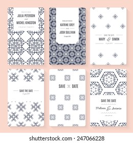 Set of perfect vector card templates. Ideal for Save The Date, baby shower, mothers day, valentines day, birthday cards, invitations.