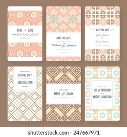 Set of perfect vector card templates. Ideal for Save The Date, baby shower, mothers day, valentines day, birthday cards, invitations.