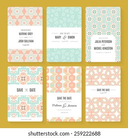 Set of perfect vector card templates. Ideal for Save The Date, baby shower, mothers day, valentines day, birthday cards, invitations.