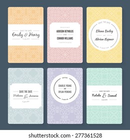 Set of perfect vector card templates. Ideal for Save The Date, baby shower, mothers day, valentines day, birthday cards, invitations.