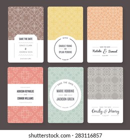 Set of perfect vector card templates. Ideal for Save The Date, baby shower, mothers day, valentines day, birthday cards, invitations.