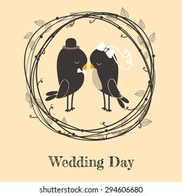 Set of perfect vector card templates. Ideal for Save The Date, invitations, wedding day. Birds. 