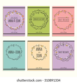 Set of perfect vector card templates. Ideal for Save The Date, baby shower, valentines day, birthday cards, invitations. 