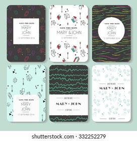 Set of perfect vector card templates. Seamless pattern.  Ideal for Save The Date, baby shower, mothers day, valentines day, birthday cards, invitations.