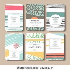 Set of perfect vector card templates. Ideal for  Save The Date, baby shower, mothers day, valentines day, birthday cards, invitations.