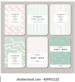 Set of perfect vector card templates. Card design ideal for save the date, baby shower, mothers day, valentines day, birthday cards, invitations. Creative trendy cards.