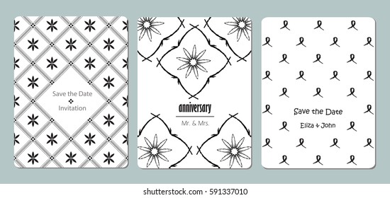 Set of perfect vector card templates. Ideal for Save the Date,anniversary, birthday cards, invitations. 
