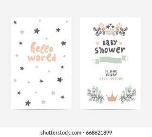 Set of perfect vector card templates. Ideal for baby shower, mothers day, valentines day, birthday cards, invitations, prints, scrapbook