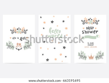 Set of perfect vector card templates. Ideal for baby shower, mothers day, valentines day, birthday cards, invitations, prints, scrapbook