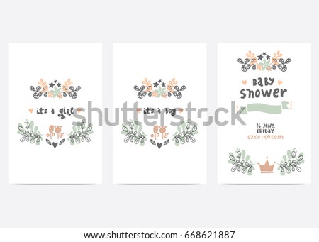 Set of perfect vector card templates. Ideal for baby shower, mothers day, valentines day, birthday cards, invitations, prints, scrapbook