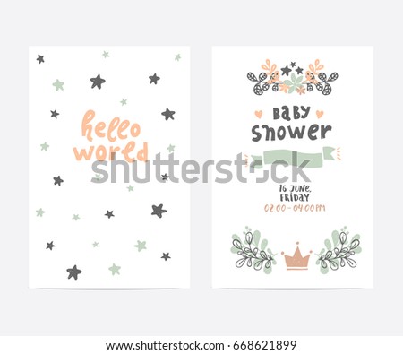 Set of perfect vector card templates. Ideal for baby shower, mothers day, valentines day, birthday cards, invitations, prints, scrapbook