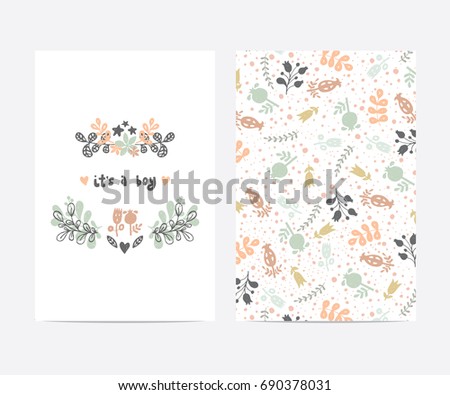 Set of perfect vector card templates. Ideal for baby shower, mothers day, valentines day, birthday cards, invitations, prints, scrapbook