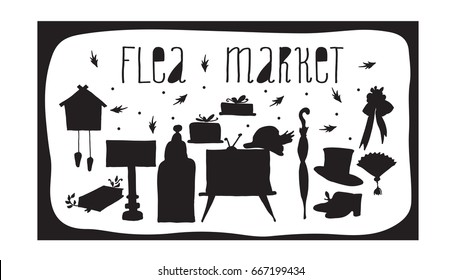 Set of perfect vector vintage template made by hand. Ideal for your business logo. Illustration for Flea market, vintage store.Isolated on the background and easy to use.
