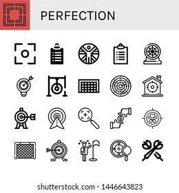 Set of perfection icons such as Focus, Goals, Vitruvian man, Darts, Target, Darts target, Goal, Dart , perfection
