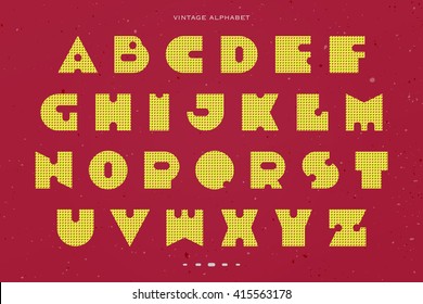 set of perforated pattern style, alphabet letters isolated on red paper texture. vector vintage, bold font type. retro character design. distinct logo typesetting collection