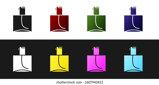 Set Perfume icon isolated on black and white background.  Vector Illustration