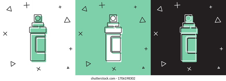 Ajuste el icono Perfume aislado en fondo blanco y verde y negro. Ilustración vectorial