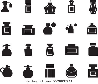 set perfume icon or logo design isolated sign symbol vector illustration. A collection of high quality black line style vector icons