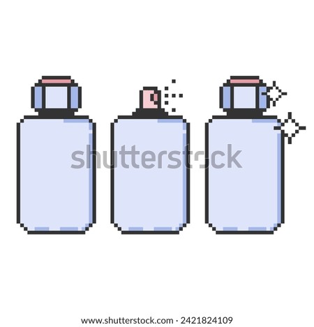 Set of perfume pixel art icons.Eau de toilette.Perfume spray container isolated on white background.Vector illustration EPS 10