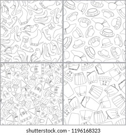Set of perfume, shoes. hats, skerts, bags  seamless pattern background. Vector illustration