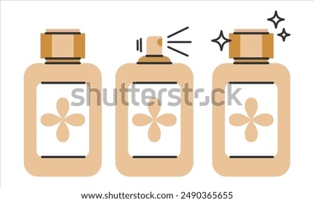 Set of perfume thin line icons.Eau de toilette. Perfume spray container isolated on white background.Editable Stroke. Vector illustration EPS 10