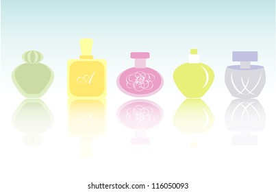 Set of perfumes with reflection