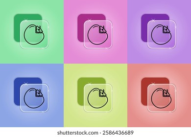 Set of persimmon icons in different colors. Healthy eating concept. Vector icon in Glassmorphism style for business and advertising. Modern vector illustration.