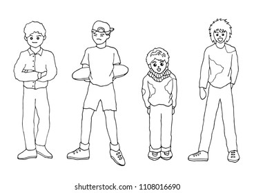 set  person activities vector doodle hand drawing sketch illustration design