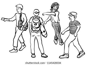 set person activities vector doodle hand drawing sketch illustration design